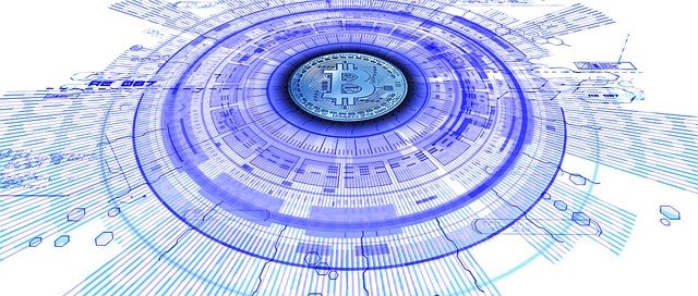 bitcoin v modrém